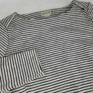 DULUTH TRADING Women's Ponte Pro Dress Gray Striped M Boat Neck Pockets Thick